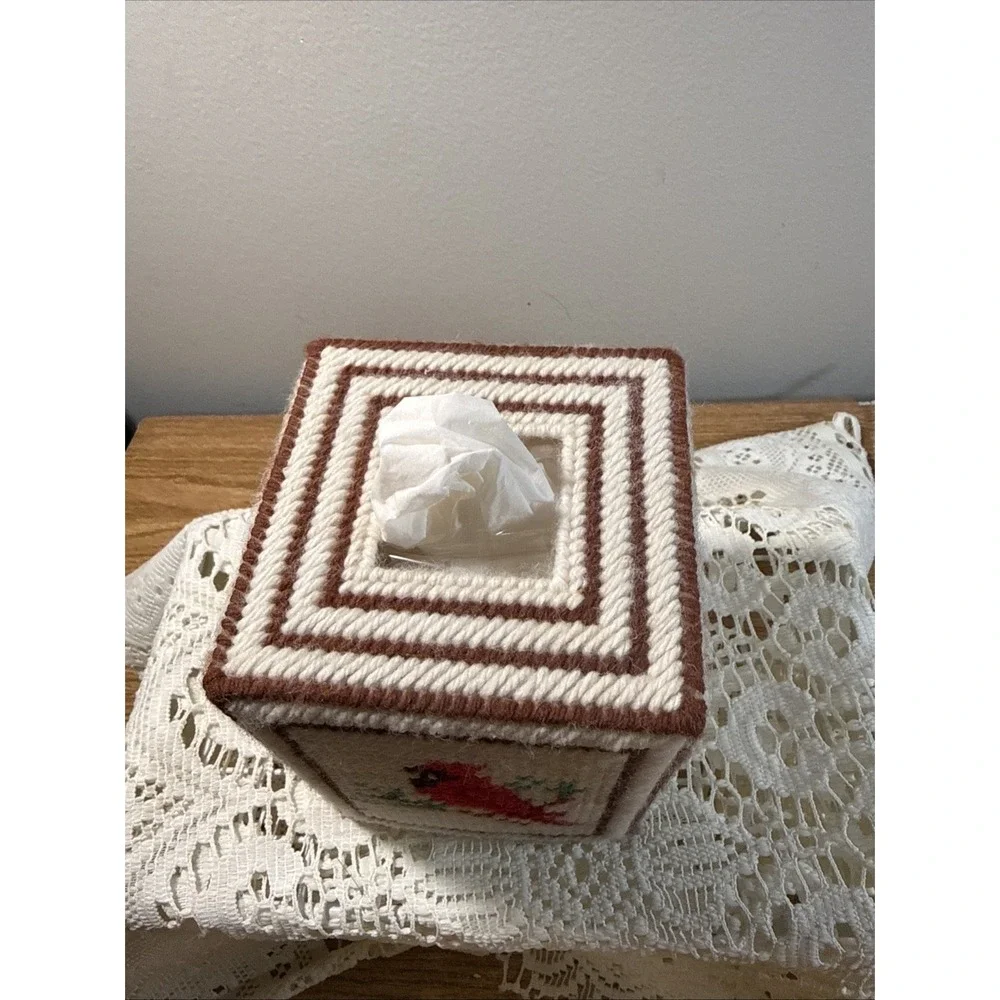 Handmade Plastic Canvas Tissue Box Cover Cardinal